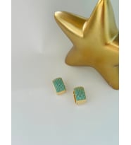 Zirkon Taş Detay Kare Kesim Çelik Halka Küpe