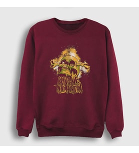 Presmono Unisex Bordo Skull Bring Me The Horizon Sweatshirt 21178tt (Bordo)