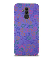 Huawei Mate 20 Lite Uyumlu Lansman Kılıf Hello Kitty Tasarımlı İçi Kadife Mor Kapak (Şeffaf)