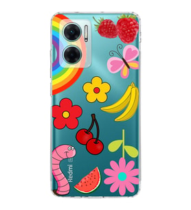 PrintiFy Xiaomi Redmi Note 11E ile Uyumlu 1mm Slim Fit Water Color 5 Baskılı Şeffaf  Kılıf