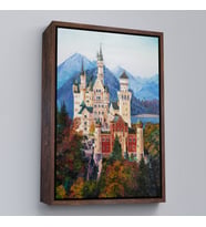 Çerçeveli Bavyera Almanya Neuschwanstein Kalesİ Kanvas Tablo (Siyah)
