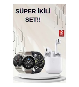 Mey İthalat® Akıllı Saat ve Kulaklık Seti Dokunmatik Ekran 5.0 Bluetooth Bağlantılı Sesli Görüşme