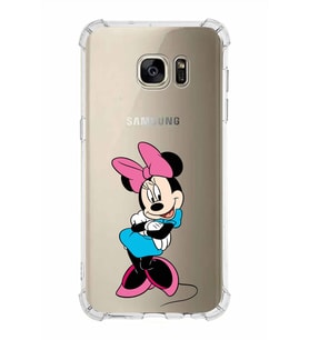 Samsung Galaxy S7 Edge  Köşe Korumalı Antişok Kapak Minnie Mouse Tasarımlı Şeffaf  Kılıf