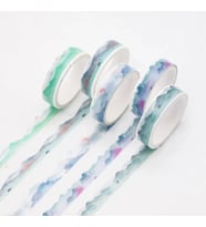 Vintage Washi Tape Bant Baskılı Yapışkanlı Maskeleme Kağıdı Sevimli Desenli bant 5 li - Suluboya Manzara