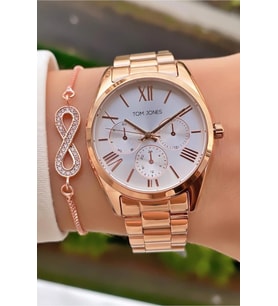 Tom Jones MRD11952 Rose Gold Renk Kadın Kol Saati Bileklik Hediyeli