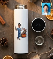 Kişiye Özel Karikatürlü Erkek Diş Hekimi Filtreli Dijital Göstergeli Termos Tıp Bayramı Hediyesi