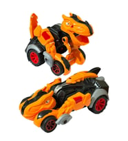 Trex Dinazor Figür Araba Sürtmeli Teker Transformers Robot Dinozor 15cm TURUNCU