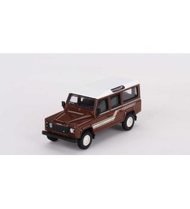 Mini GT 734 Land Rover Defender 110 1985 County Station Wagon Russet Brown LHD Model Araba
