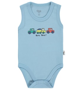 Civil Baby Araba Baskılı 3-36 Ay Çıtçıtlı Badi - Mavi