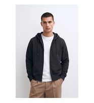 Erkek Fermuarlı Kapüşonlu Cepli Füme Sweatshirt