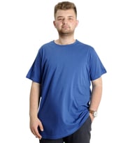 Mode XL Büyük Beden Erkek T-shirt Pis Yaka Basic 23035 İndigo