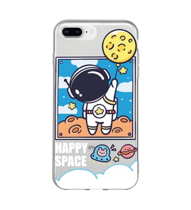 Iphone 7 Plus / 8 Plus Uyumlu Astronot Desenli Şeffaf Telefon Kılıfı