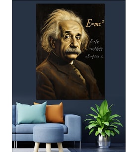 Albert Einstein Portre Çizimi Dekoratif Kanvas - Mdf Ahşap Tablo