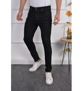 Erkek Jeans Skinny Fit Likralı Siyah Dar Paça Kot Pantolon