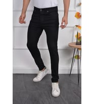 Erkek Jeans Skinny Fit Likralı Siyah Dar Paça Kot Pantolon