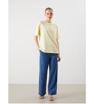 LCW Jeans İndigo Beli Lastikli Wideleg Kadın Jean Pantolon