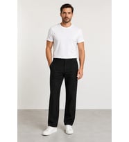 Erkek Yan Cep Esnek Keten Regular Fit Pantolon 2145-Lacivert