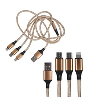 Ayt Powermaster Micro USB Type-C Lightning Şarj Ve Data Kablosu 2.1 Amper 110Cm Örgülü Çoklu Şarj Kablosu