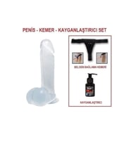 19 cm Belden Bağlamalı Şeffaf Realistik Damarlı Vantuzlu Dildo Penis