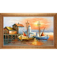 Çerçeveli Paspartulu Manzara Tablo bm1540 (Gold)