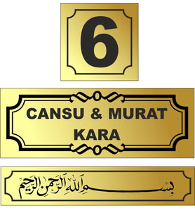 Kapı İsimliği Klasik Ev Dış Kapı İsimliği Çelik Kapı İsimliği Besmele Gold03