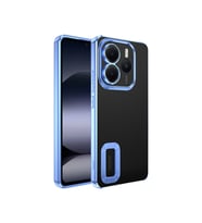 Xiaomi Redmi Note 14 5G Kılıf Kamera Korumalı Logo Gösteren Şeffaf Kapak (Mavi)
