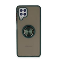Samsung Galaxy A22 Kılıf Montreal Yüzüklü Silikon Kapak - Yeşil