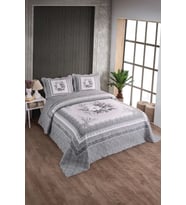 Sofline Çift Kişilik Kapitone Yatak Örtüsü, Klasik Desenli Model - Beste Kahve (250 X 260cm) (Gri)