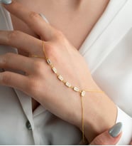 925 Ayar Gümüş Gold Kaplama Dikdörtgen Model Baget Taşlı Şahmeran Bileklik