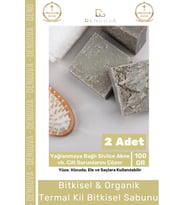 Lüks %100 Doğal Güzel Kokulu El Yüz Saç Vücut Cilt Orijinal Bitkisel Termal Kil Sabunu 100G - 2 Adet