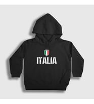Presmono Unisex Çocuk Siyah Amblem Italia Italya Kapüşonlu Sweatshirt 457351tt