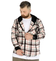 Mode XL Erkek Sweat Fermuarlı Kapşonlu Kapak Cep Oduncu 21572 Ekru