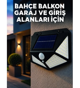 Solar LED Bahçe Aydınlatma Lambası 3 Işık Modlu Sensörlü Duvar Tipi Dış Mekan