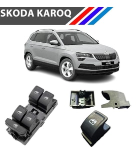 Skoda Karoq Cam Açma Düğme Tuş Butonu Siyah 1 Adet 2018+