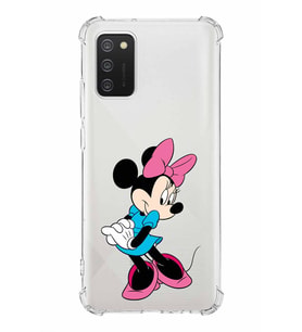 Samsung Galaxy A02s  Köşe Korumalı Antişok Kapak Minnie Mouse Tasarımlı Şeffaf  Kılıf