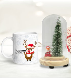 BK Gift Kişiye Özel Yılbaşı Temalı Işıklı Fanus Biblo ve Kupa Hediye Seti-5