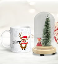 BK Gift Kişiye Özel Yılbaşı Temalı Işıklı Fanus Biblo ve Kupa Hediye Seti-5