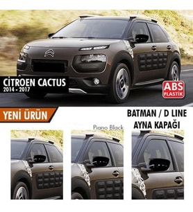 Citroen Cactus Uyumlu (2014-2017) Batman Ayna Kapağı (Parlak Siyah)
