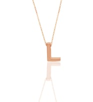 Söğütlü Silver Gümüş rose üç boyutlu minimal  L harf kolye