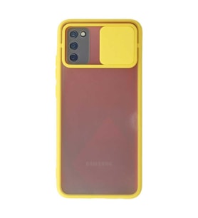 Samsung Galaxy A02s Kılıf Palm Buzlu Kamera Sürgülü Silikon - Sarı