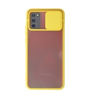 Samsung Galaxy A02s Kılıf Palm Buzlu Kamera Sürgülü Silikon - Sarı