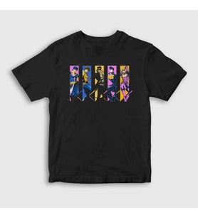 Presmono Unisex Çocuk Siyah Family Anime Jojo T-Shirt 320581tt
