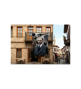 Mustafa Kemal Atatürk Portre Poster Poster Bayrak Premium Raşel Kumaş 300x450cm ATA38