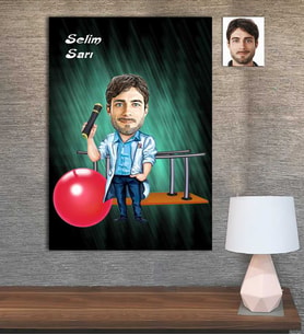 Kişiye Özel Karikatür Baskılı Ahşap Tablo Fizyoterapist Erkek-1 30x40