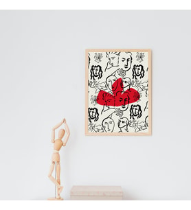 Kırmızı Siyah Kalabalık Duvar Tablosu Çerçeveli 3'lü Set Ahşap Renk 30 x 42 Boyut/Ebat (Standart)