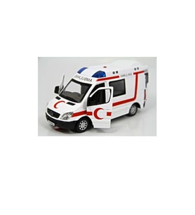 Sesli Işıklı Çek Bırak Metal Ambulans