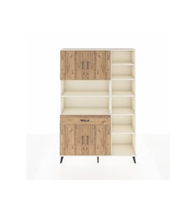 Arges Dolap 10 Raflı Tek Çekmeceli 4 Kapaklı 132x30x195 Aytaşı-Çam/Çam