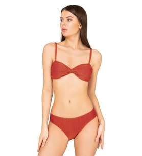 Endeep Kadın Bağlama Detaylı Straplez Kiremit Bikini Takımı