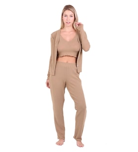U&ME Ribbed Crop 3lü Takımı Camel