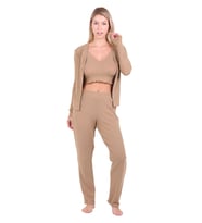 U&ME Ribbed Crop 3lü Takımı Camel (Çok Renkli)